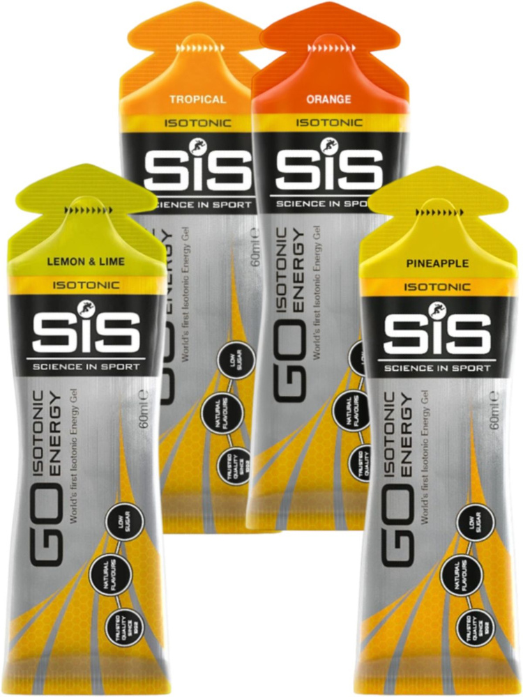 Энергетический гель SCIENCE IN SPORT (SiS) GO Isotonic Energy Gels 4 x 60 мл Микс, Апельсин, Лимон-Лайм, #1