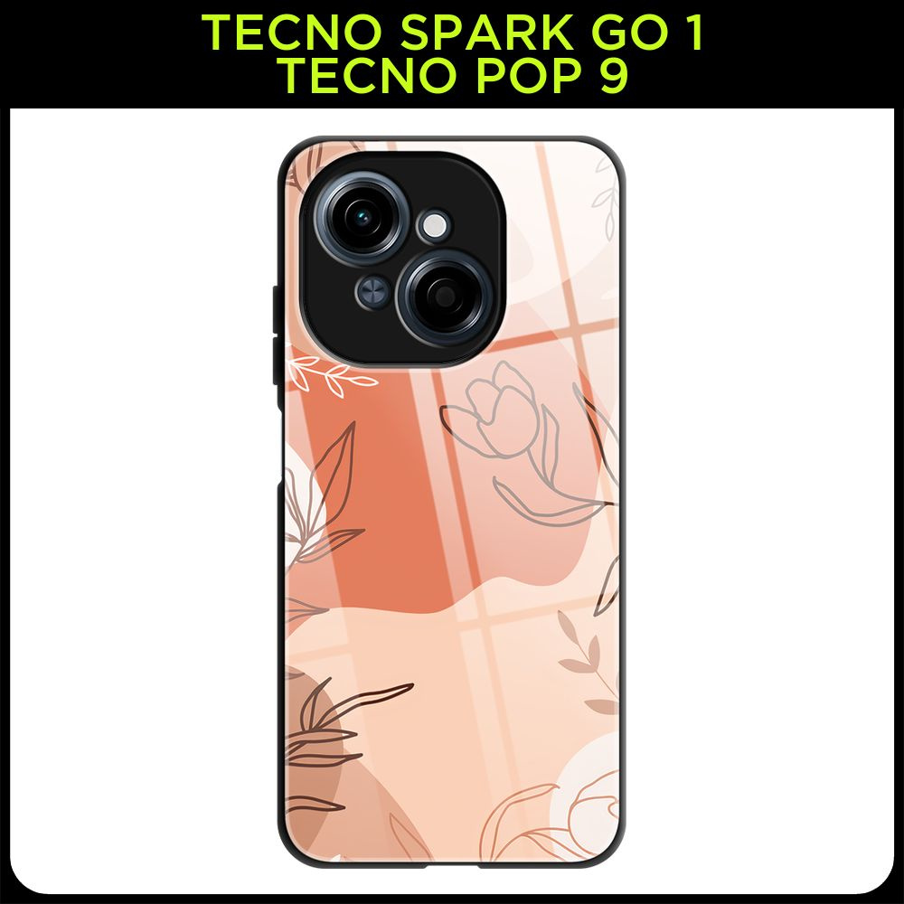 Стеклянный чехол на Tecno Spark Go 1/Tecno POP 9 / Техно Спарк Го 1/Техно ПОП 9 с принтом "Цветы на пастельных #1