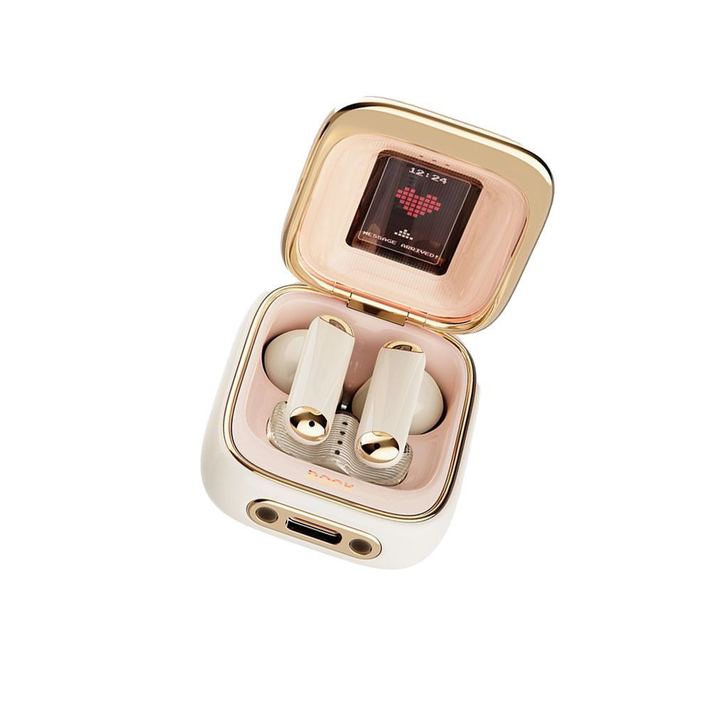 Беспроводные наушники Rock Retro Style TWS Earphone Clamshell бежевые #1