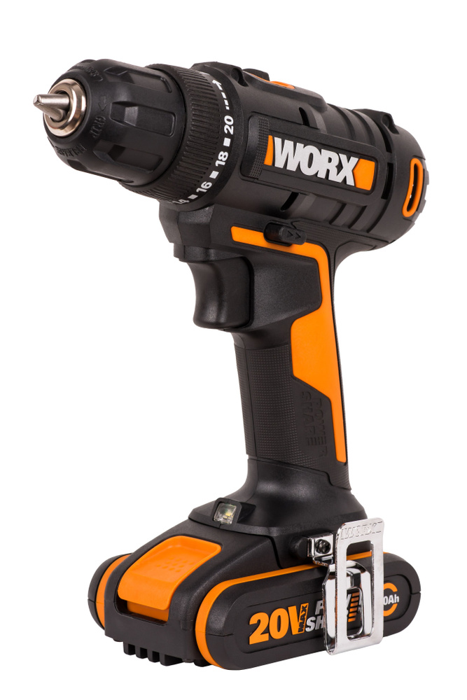 Дрель-шуруповерт аккумуляторная WORX WX100.2, 20В, 2Ач х2, ЗУ 0,4А, сумка  #1