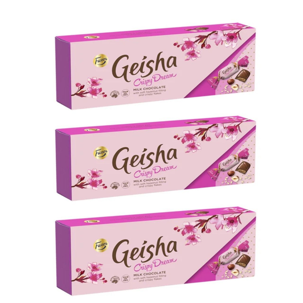 Конфеты Fazer Geisha Crispy Dream, с начинкой из ореха и криспами, 3шт по 270г (Новогоднее)  #1