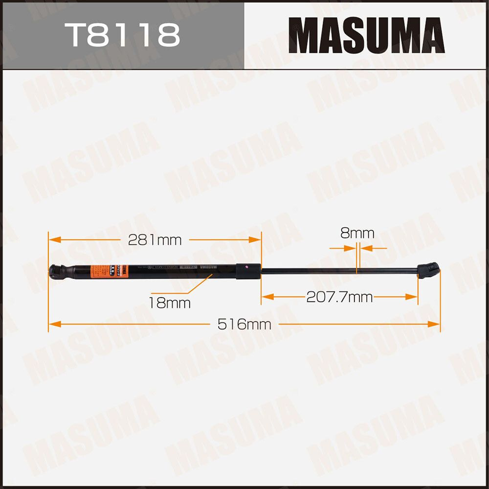 Упор газовый багажника L 516 mm Masuma T8118 #1