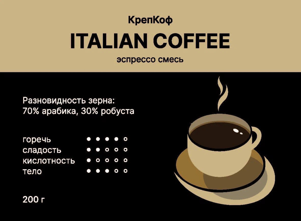 Кофе КрепКоф Italian Espresso 250 г, тёмная обжарка, смесь арабики с робустой  #1