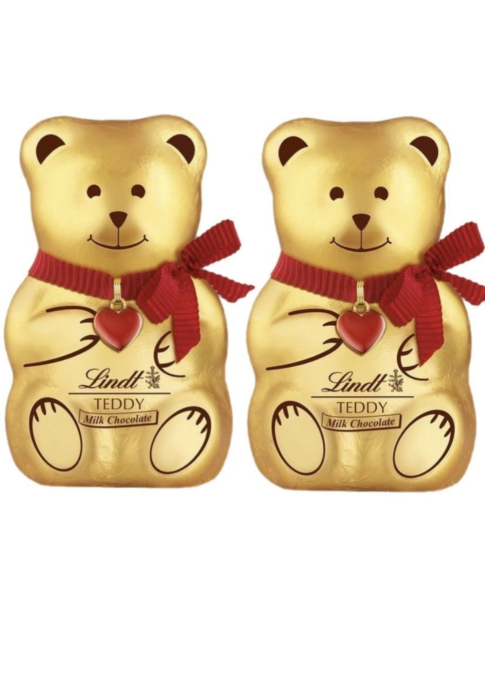 Lindt Teddy золотой шоколадный медведь из молочного шоколада 2х100 гр, высота 12 см (из Финляндии)  #1