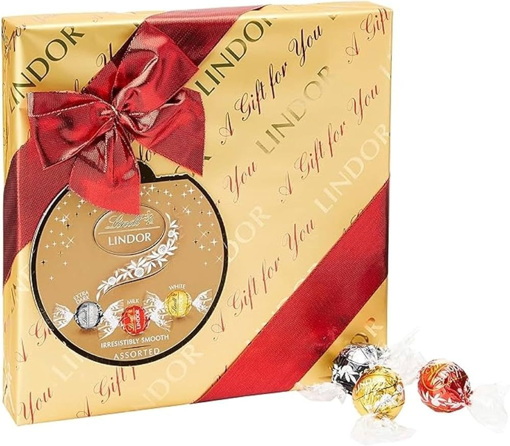 Конфеты LINDT LINDOR ассорти ASSORTED GIFT BOX, золотая подарочная с бантом 287г(Италия)  #1