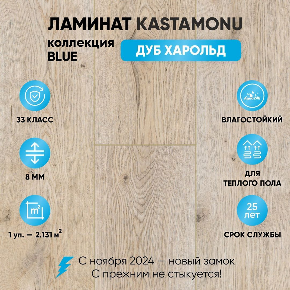 Ламинат Kastamonu Blue 33 класс 8 мм FP725 Дуб Харольд (в уп. 8 шт./2.131 м2)  #1