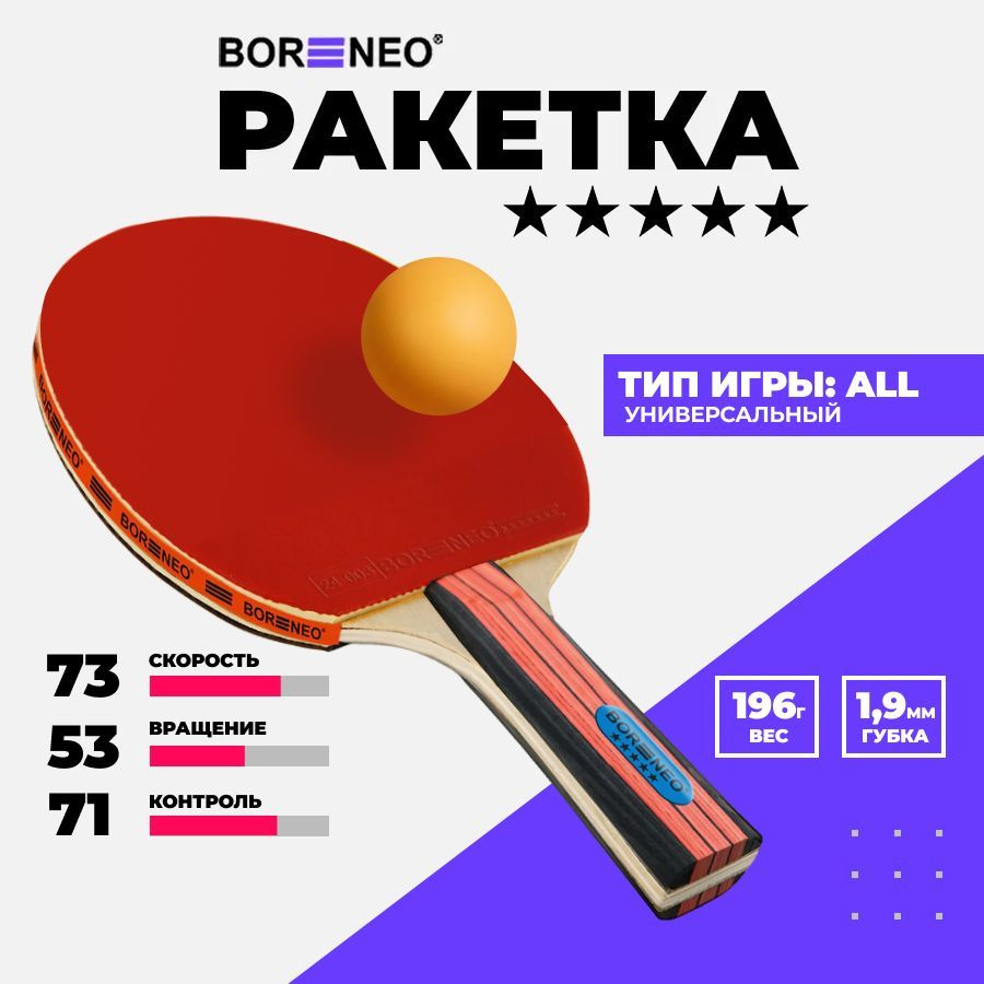 Ракетка для настольного тенниса Bor Neo, 5 звезд, универсальная купить ...