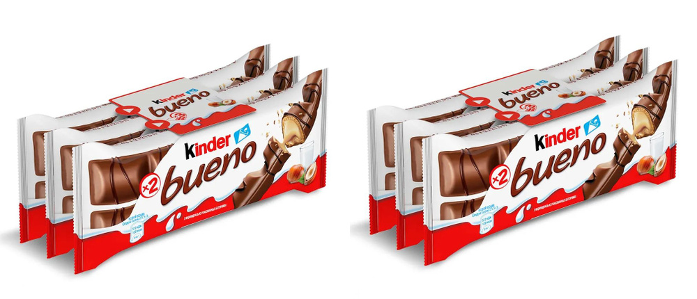 Kinder Вафли Bueno в молочном шоколаде, 129 г, 2 уп #1