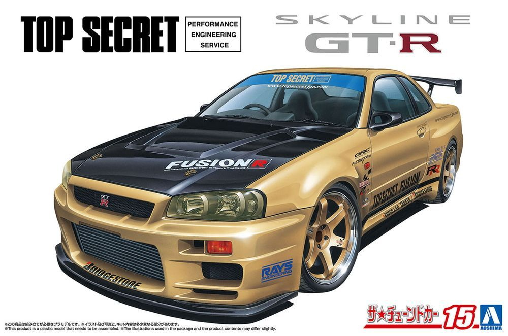 Сборная модель Aoshima 1/24 TOPSECRET BNR34 SKYLINE GT-R '02 (NISSAN) #1