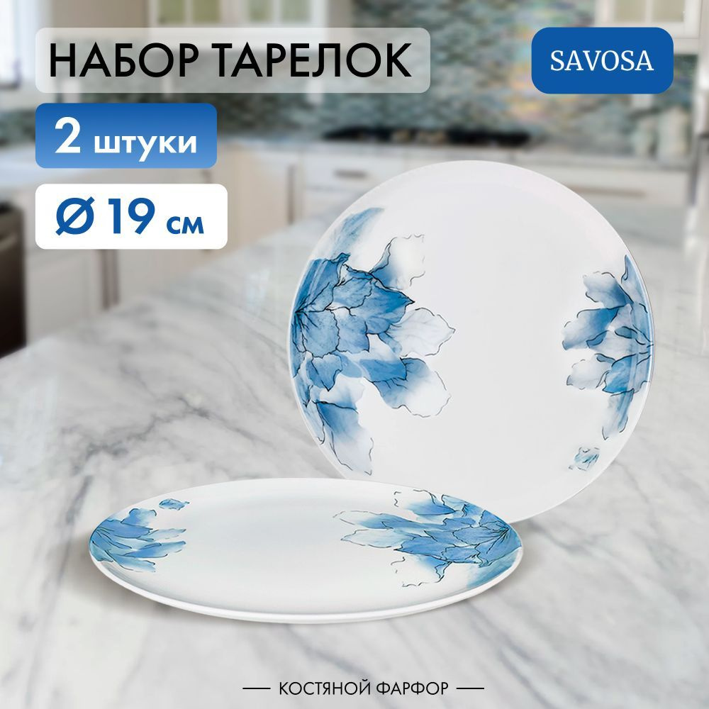 Набор из 2 фарфроровых обеденных тарелок Savosa Aquarelle collection 19 см  #1