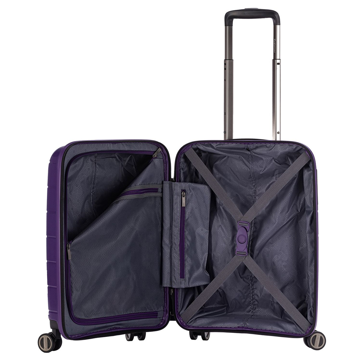 Удобная организация с прижимными ремнями, разделителем на молнии и двумя карманами позволит аккуратно упаковать необходимые для путешествия вещи.