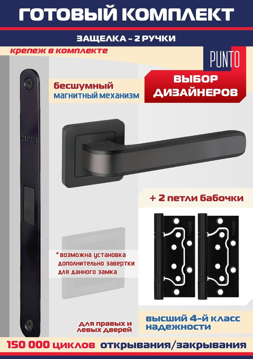 Ручка NOVA QR BL/GR-24 черный/графит  + защёлка магнитная + 2 петли без врезки