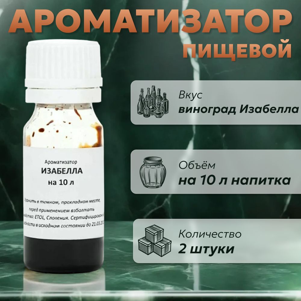 ЭссенциядлясамогонаИзабелла(виноград)на10л,2шт./АроматизаторпищевойEtol
