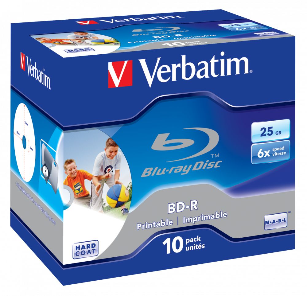 ОптическиедискиVerbatimBD-RSL25ГБ6XспокрытиемHardCoatподструйнуюпечатьPrintable10шт.вкоробках
