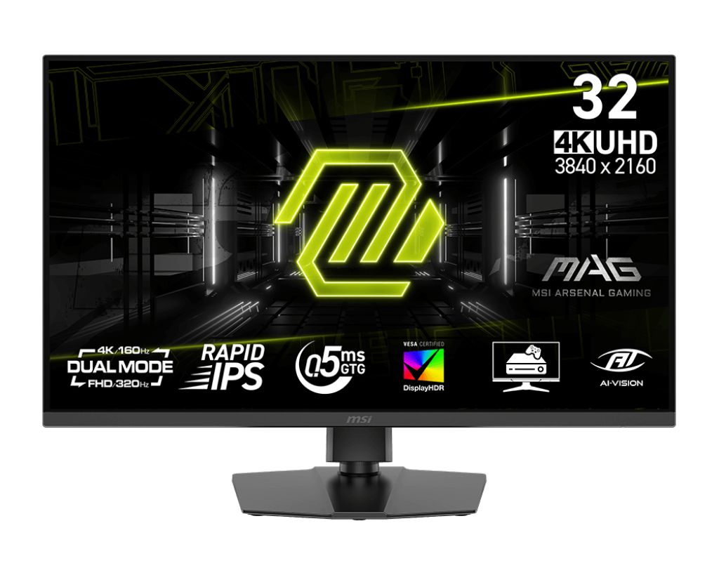 MSI32"МониторMAG322URDFE16/4K160Hz&1K320Hz/0.5msGtGMin/RapidIPS/VESADisplayHDR400,черный,серыйметаллик