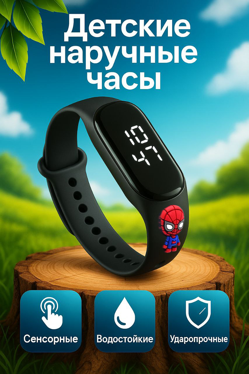 Детскиенаручныечасы/сенсорные/электронныечасы/черный