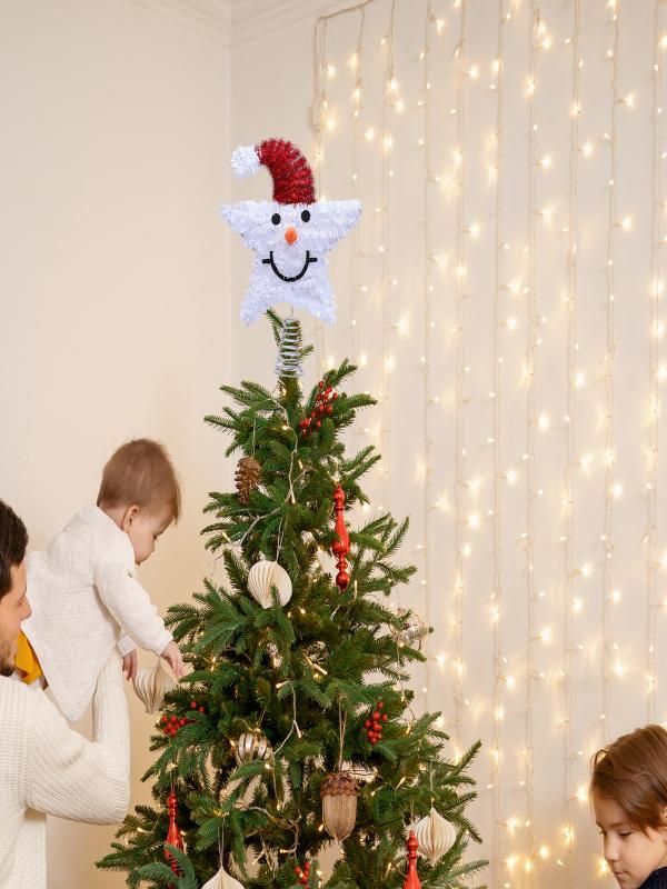 Макушкадляелки30смЗвездабелый,красный1шт.