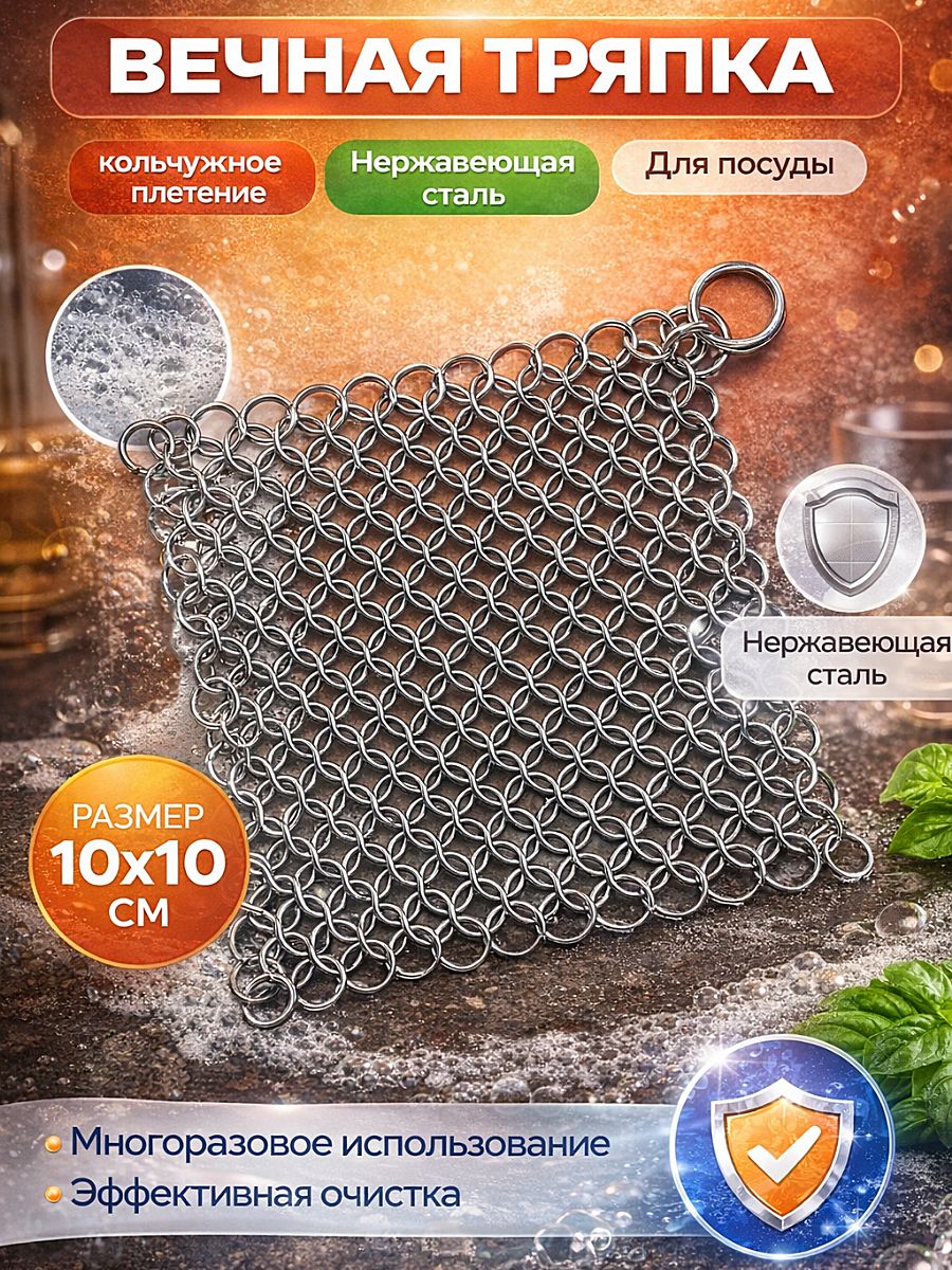Металлическаявечнаятряпкадлямытьяпосуды,кольчуга