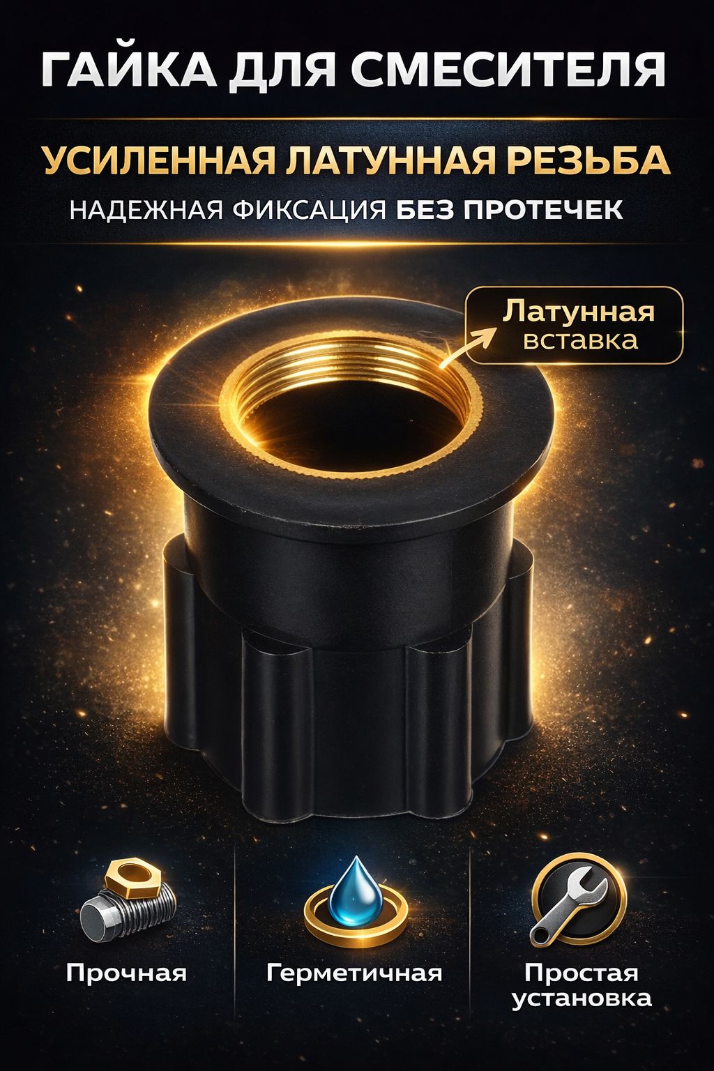 Гайкадлясмесителяприжимная/внутреннийдиаметр28мм,внешний48мм/крепление,крепежкраковине