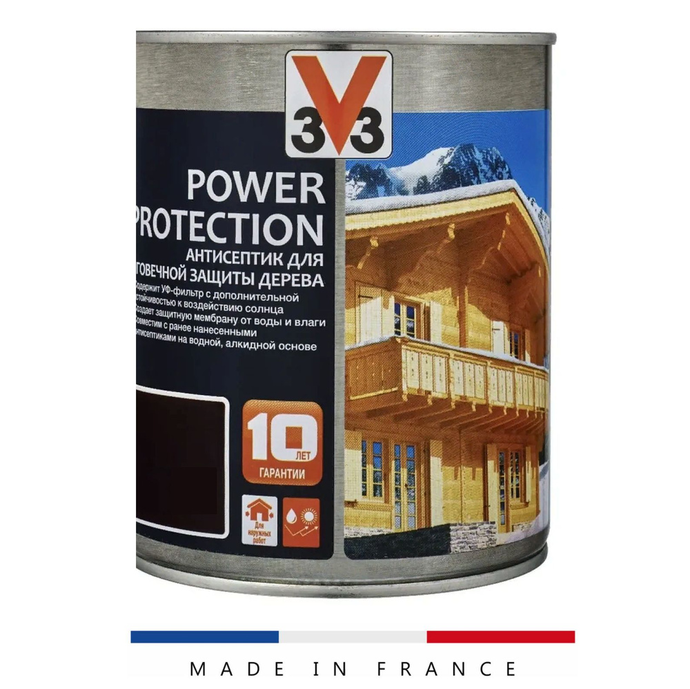 V33 Алкидный антисептик для дерева POWER PROTECTION Венге 0,9л #1