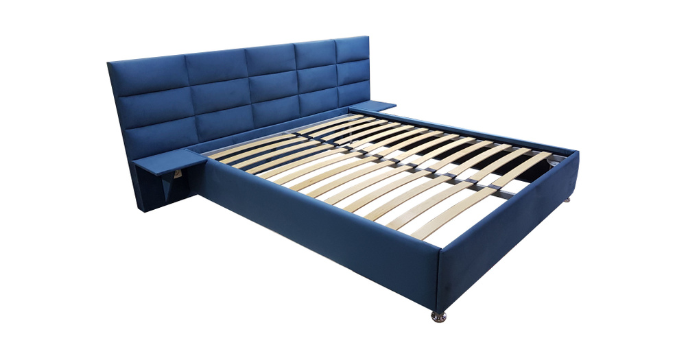 Односпальная кровать Пекин 80x200 основание металлическое с ламелями велюр бирюзовый без ножек  #1