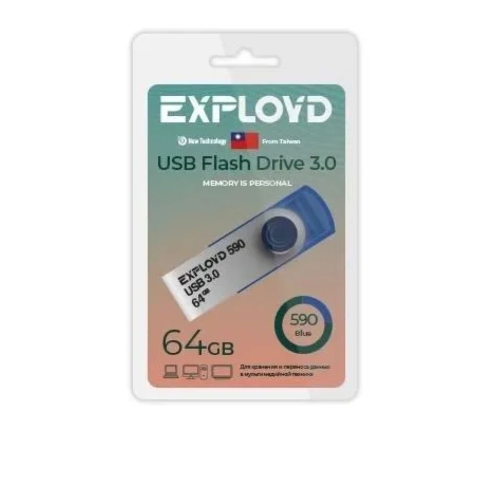 BBK USB-флеш-накопитель EX-64GB-590-BLUE 64 ГБ, синий #1