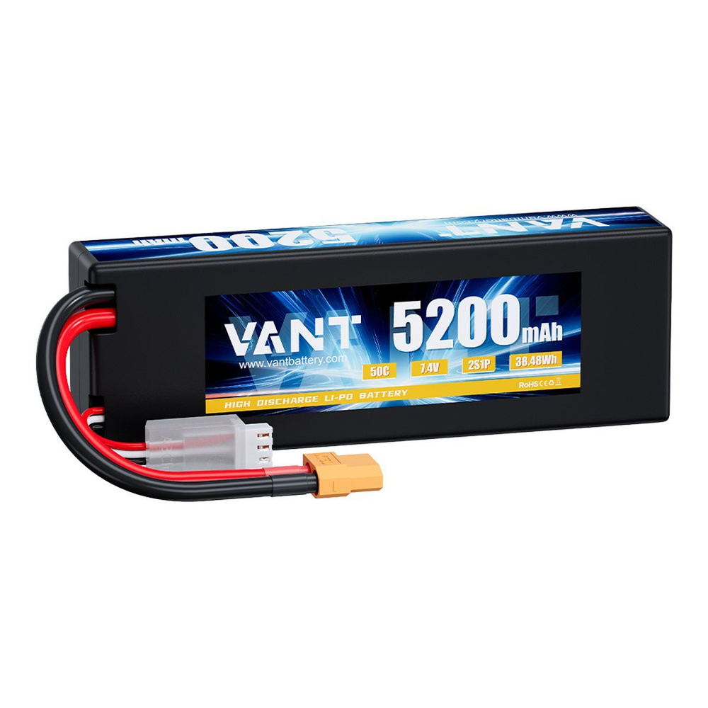 Аккумулятор LiPo Vant - 7.4В 5200мАч 50C (2S, Hardcase, разъём XT60) #1