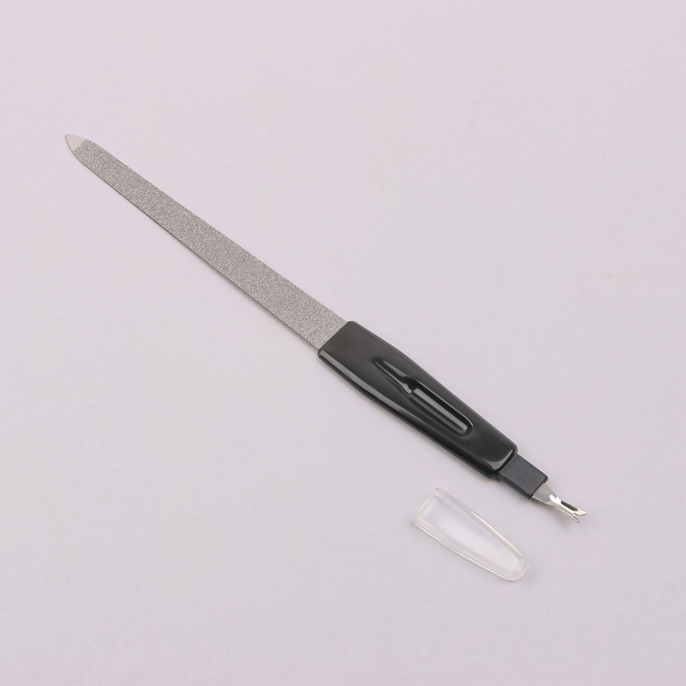 Пилка-триммер металлическая для ногтей, 19 см, с защитным колпачком, в чехле, цвет чёрный  #1
