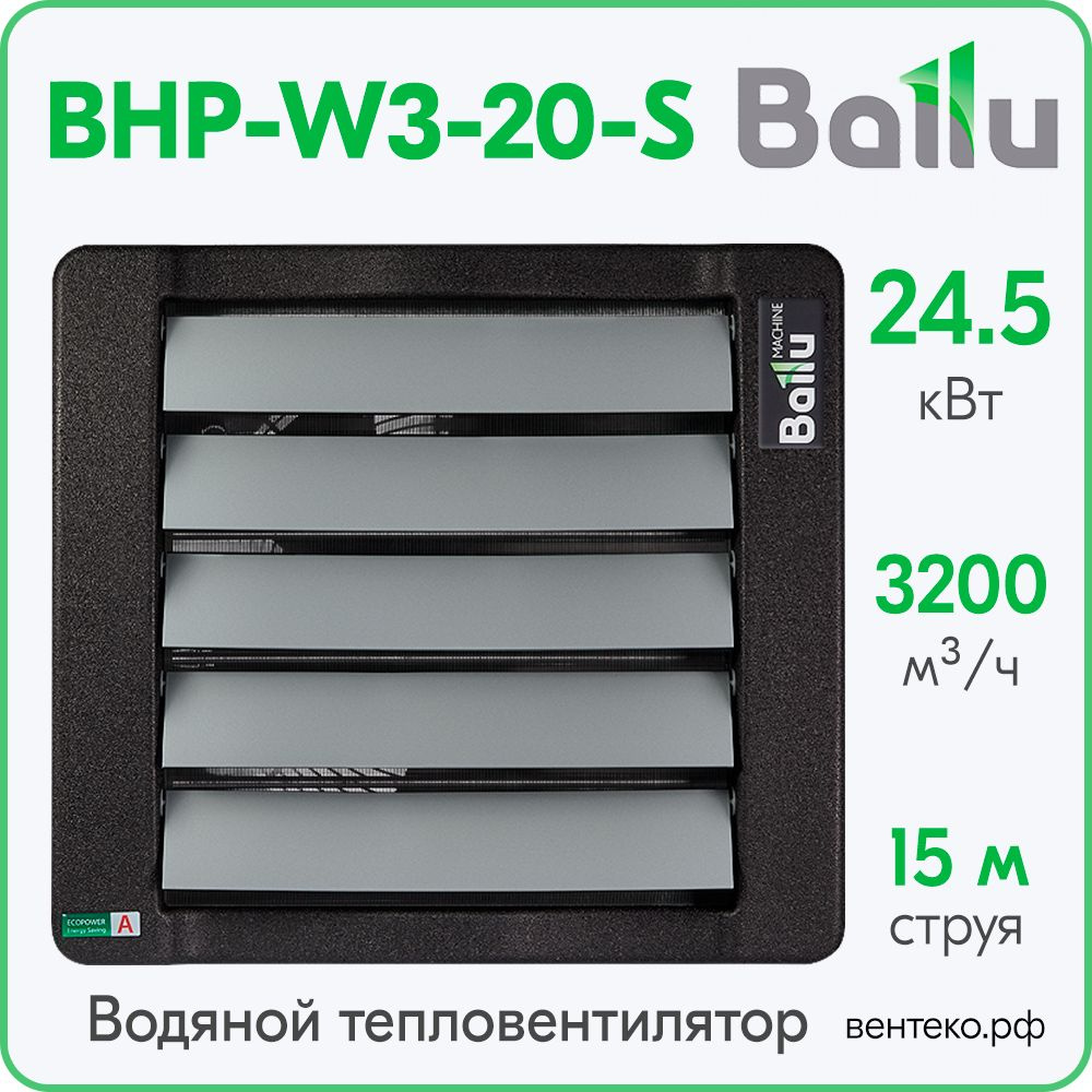 Тепловентилятор водяной BALLU BHP-W3-20-S от 12 до 25 кВт #1