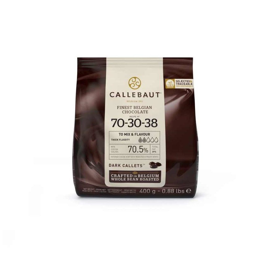 Горький (темный) шоколад Callebaut 70,5% какао, каллеты, 400 гр (заводская упаковка), 70-30-38-E0-D94 #1