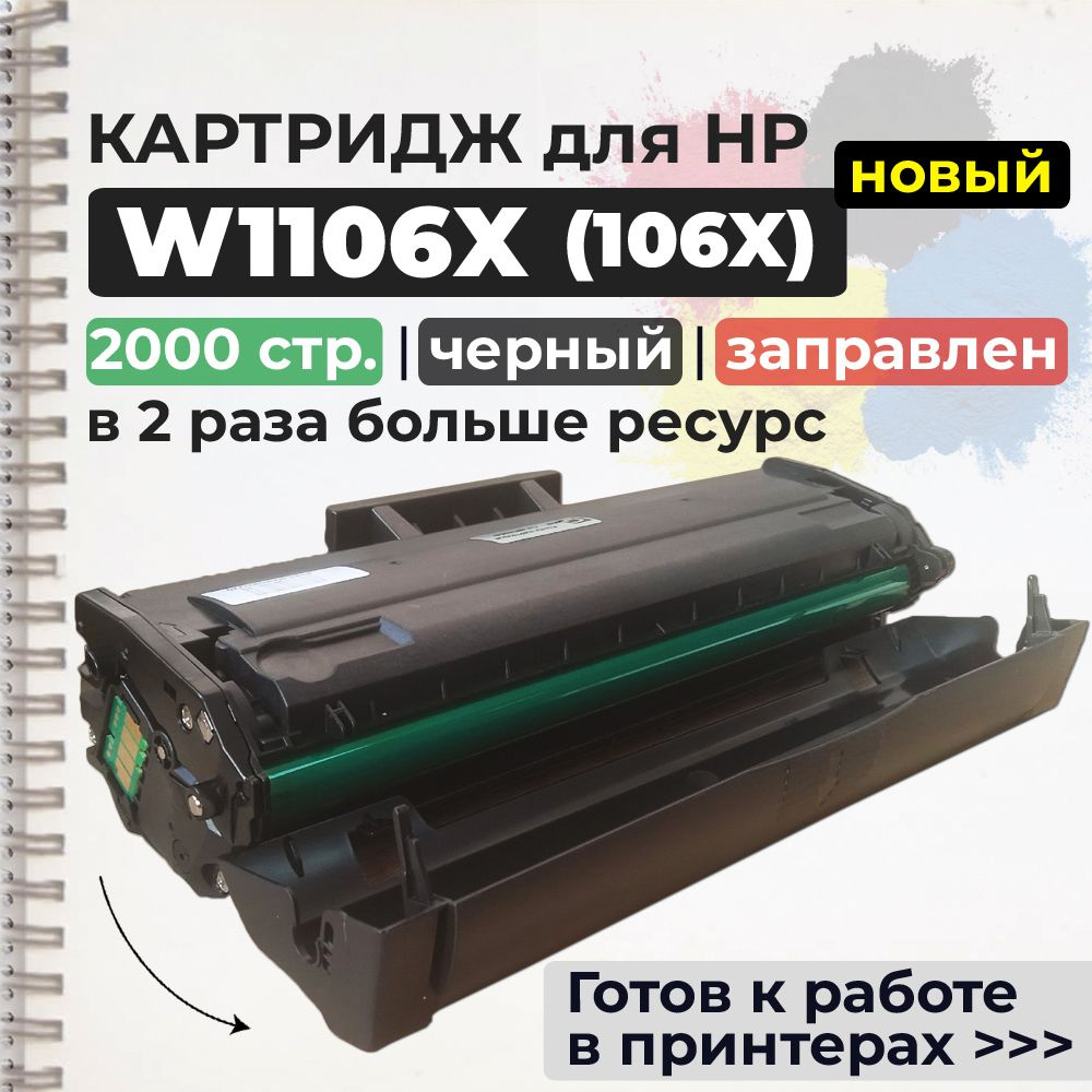 Картридж W1106A (106A) черный, с чипом, 1000 стр., для лазерного принтера HP  #1