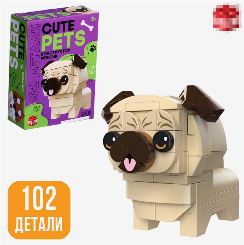 Конструктор Cute pets, Мопсик, 102 детали #1