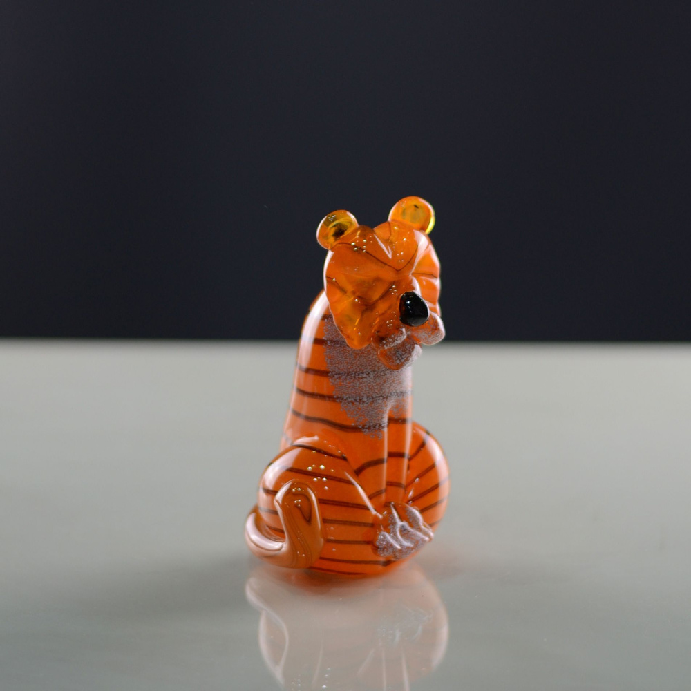 Декоративное изделие из стекла "Тигр" (Цветная пудра 12029) Неман стеклозавод  #1