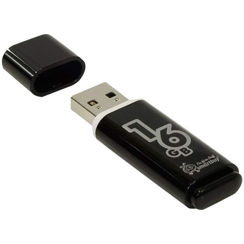 USB-флеш-накопитель Flash Card USB 2.0 16GB Smartbuy Glossy 16 ГБ, черный #1
