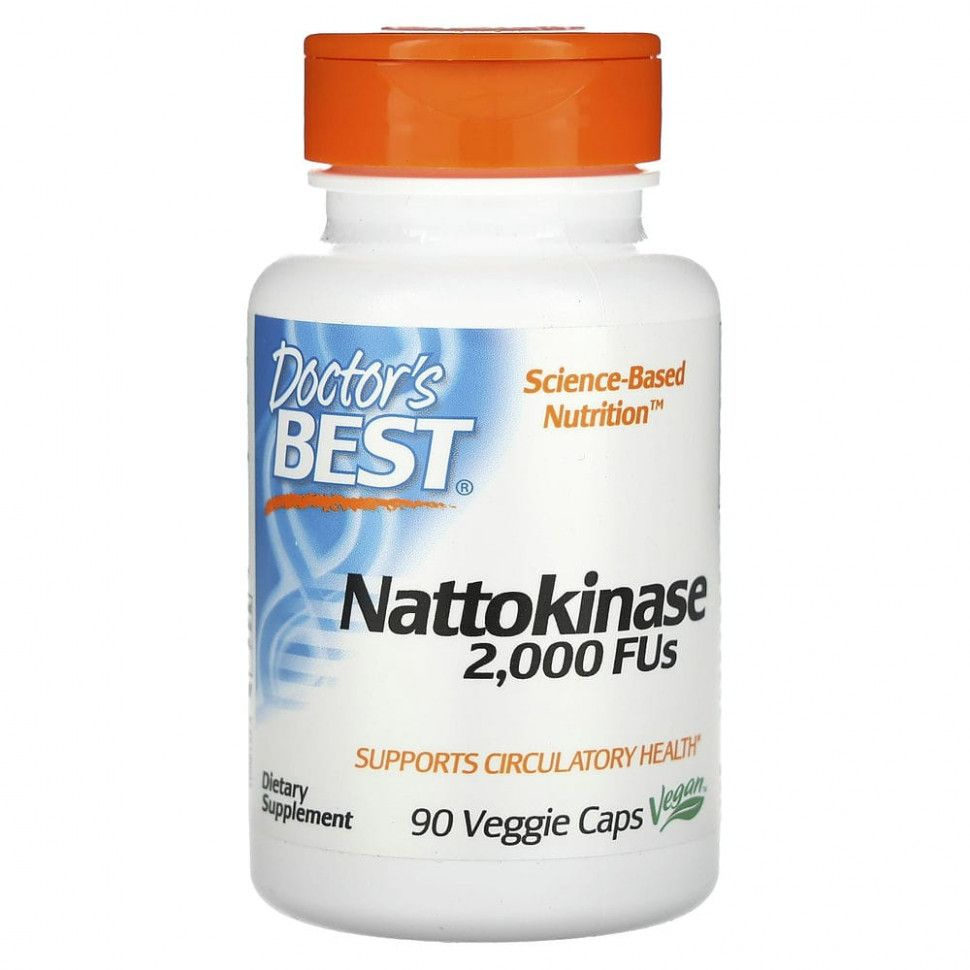 Doctor's Best, Nattokinase, наттокиназа, 2000 FU, 90 вегетарианских капсул  #1