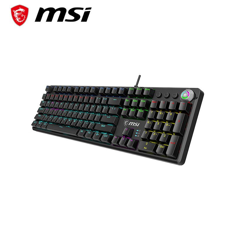 MSI Игровая клавиатура проводная GK50Z V2-A, (BOX Red Switch), Английская раскладка, темно-серый  #1