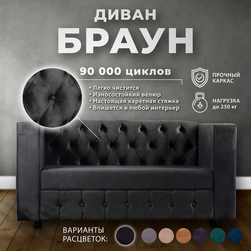 Прямой диван 150х68х75 см,черный #1