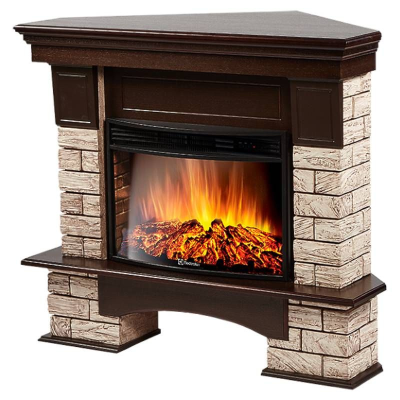 Портал Firelight Forte Wood 25U (угловой) камень коричневый, шпон темный дуб  #1