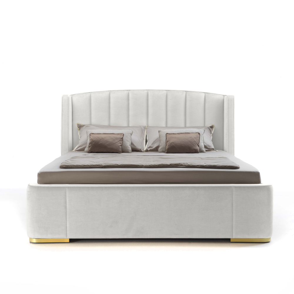 Двуспальная кровать Madison 160х200, с подъемным механизмом и ящиком для белья, белый  #1
