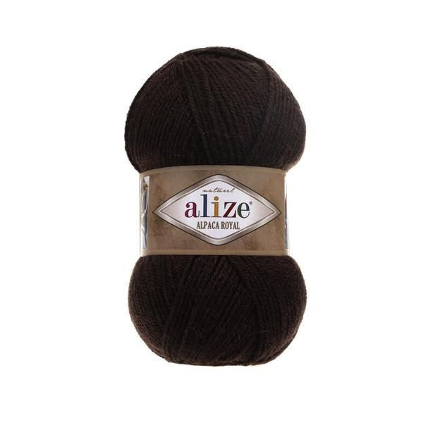 Пряжа Alize Alpaca Royal 100г, 250м (55% акрил, 30% альпака, 15 % шерсть), цв. 26 коричневый  #1