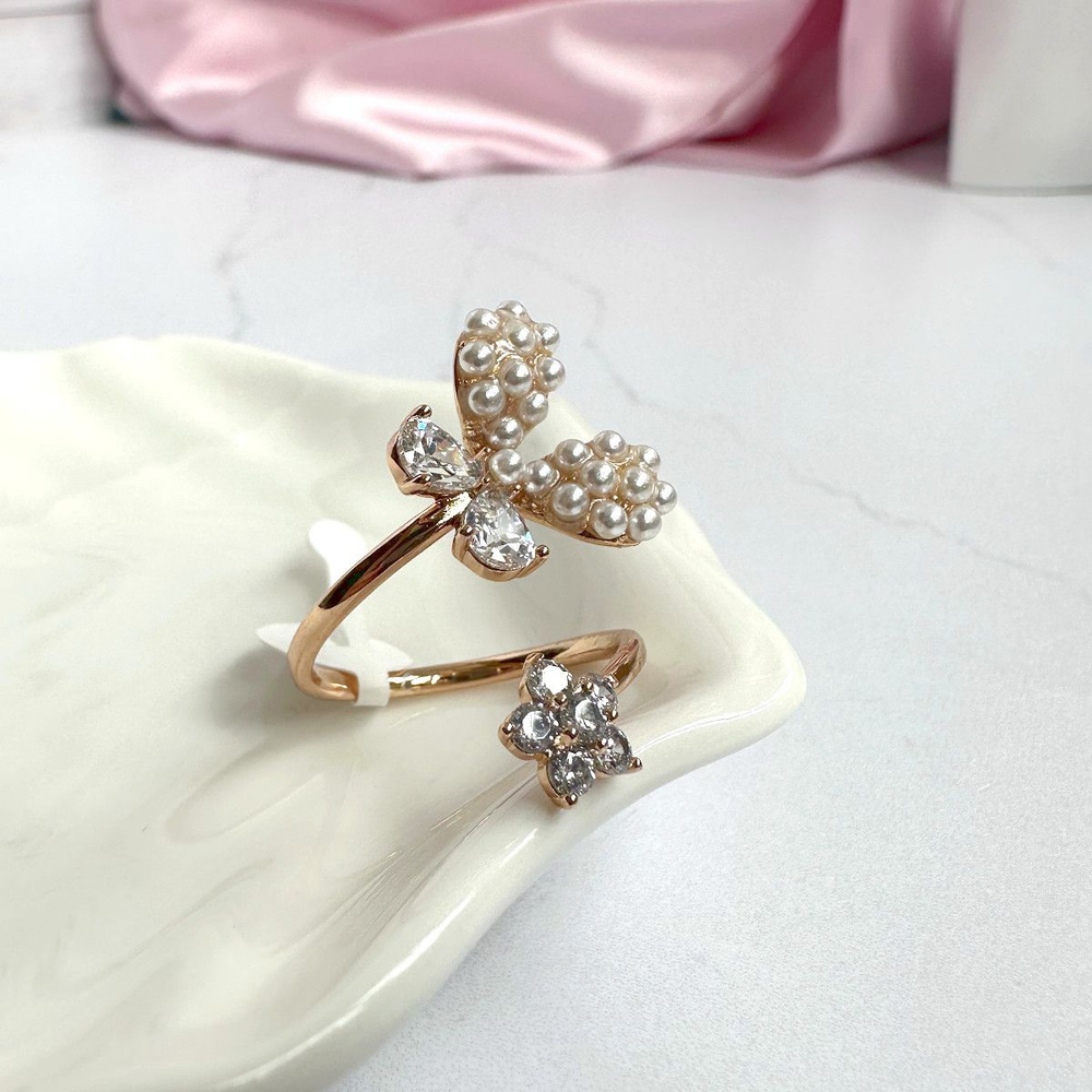 Кольцо "Жемчужная бабочка" с фианитами в золоте от Xuping Jewelry  #1