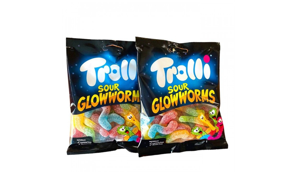 Жевательный мармелад 2 упаковки Trolli Sour Glowworms (Германия) в виде червяков с кислинкой  #1