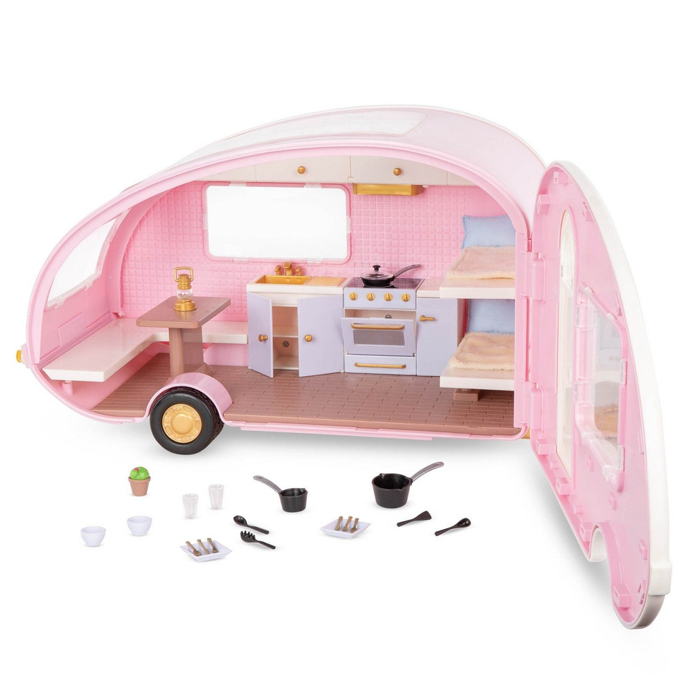 Автофургон жилой для куклы Lori c мебелью и аксессуарами; розовый  #1