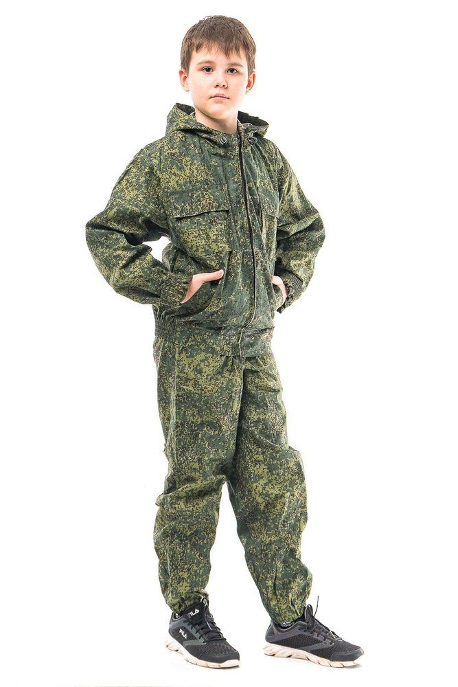 Детский маскировочный камуфляжный костюм летний маскхалат для охоты, рыбалки, туризма 100% хлопок зеленая #1