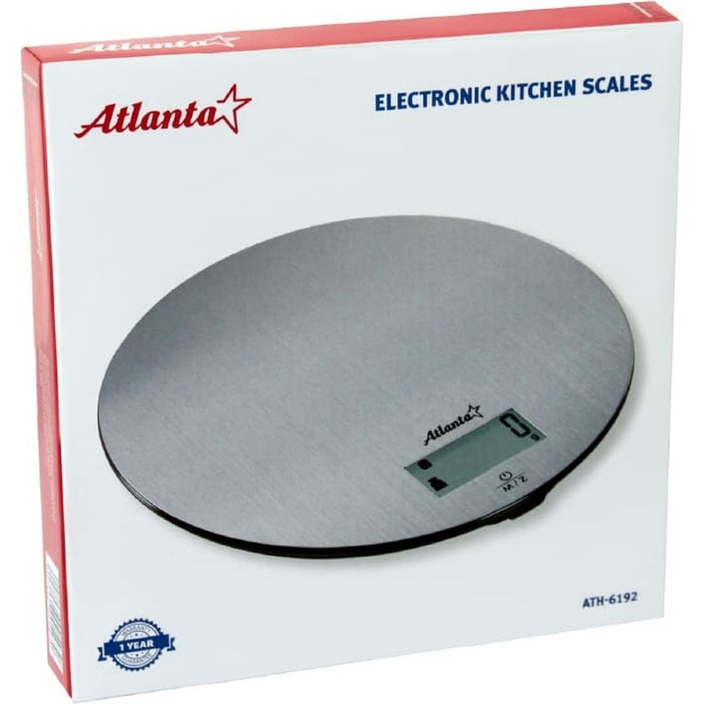 Atlanta Электронные кухонные весы Кухонные электронные весы ATLANTA ATH-6192, серый металлик  #1