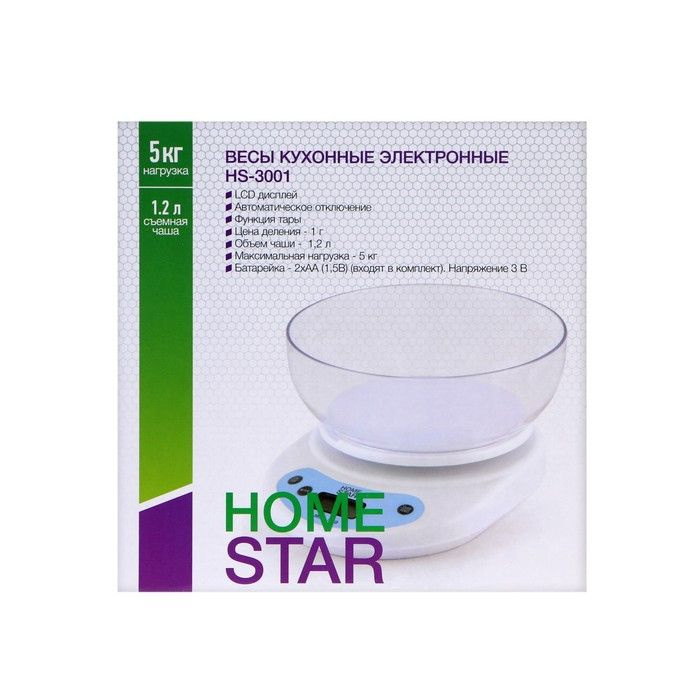 HomeStar Электронные кухонные весы Кухонные электронные весы HOMESTAR HS-3001, белый  #1