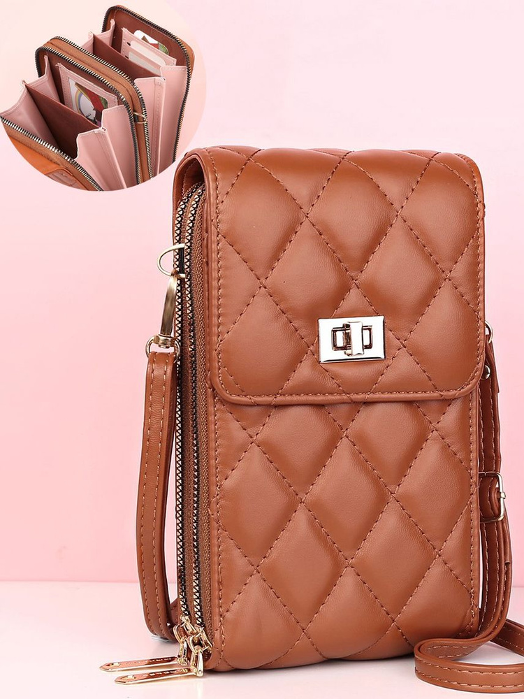 Fonmor Женская сумка на плечо кожаная маленькая, для документов, для телефона, дамская сумочка  #1