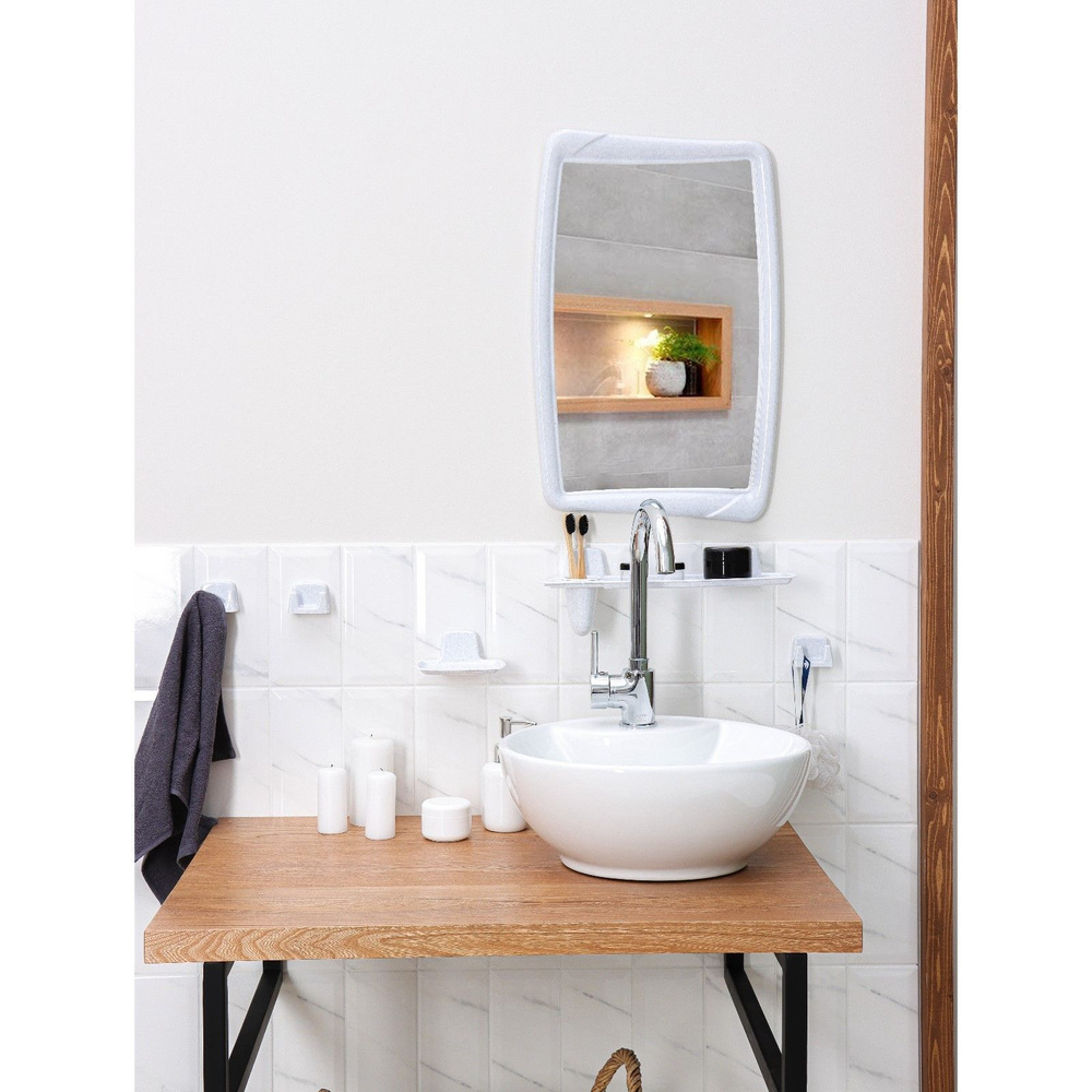 Набор для ванной комнаты, пластик, цвет белый мрамор #1