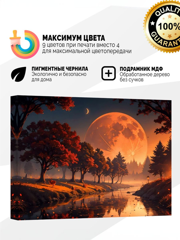 Картина на холсте 20x30 Парк под луной #1