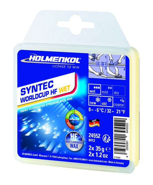 Высокофтористый парафин Holmenkol Syntec WorldCup HF WET (0/-6), 2x35гр. #1